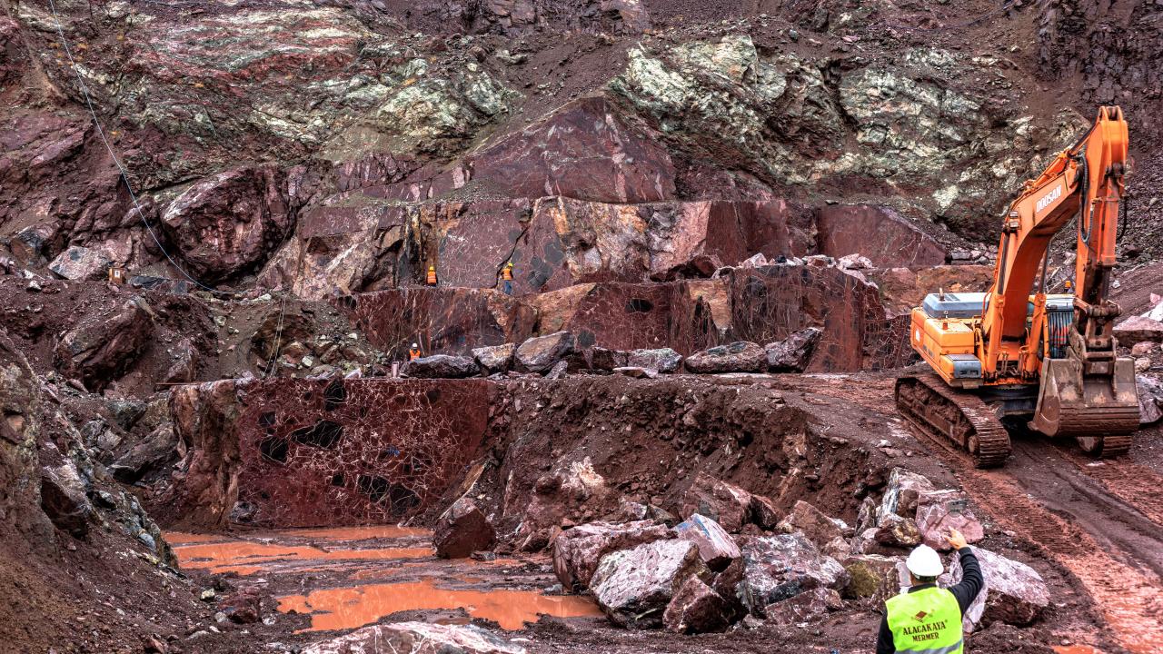 Quarry of Elazig Visne Kirmizi Marble