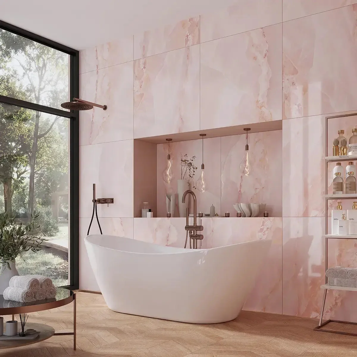 Pembe Onyx Duvar Kaplama Uygulaması