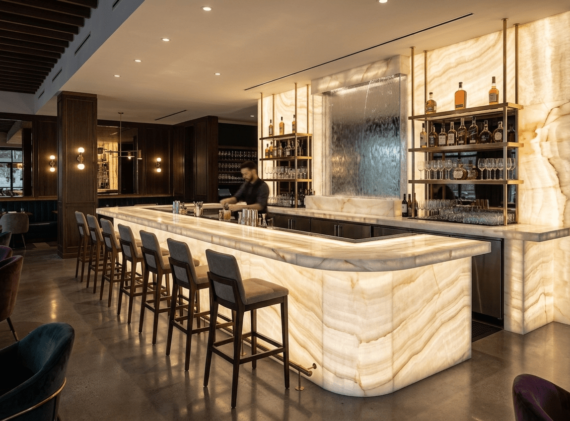Application view related to White Onyx Stone: Luxury Interior Design Guide